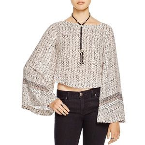 Free People Stars Aligned Bell Sleeve Crop Top